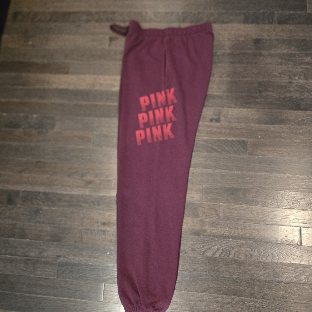 PINK Victoria's Secret Oversized Sweatpants - Burgandy, Pink - SZ Small - Picture 4 of 7